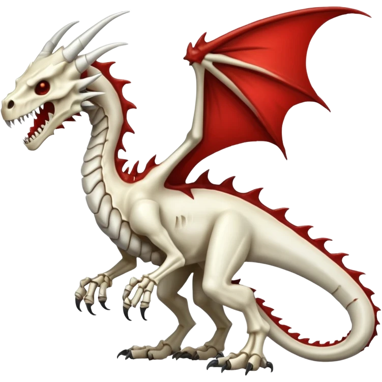  White skeletal skeleton bone dragon with some blood emoji