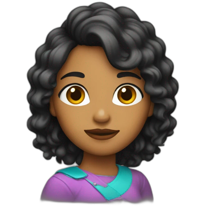 chica con pelo ondulado de color negro emoji
