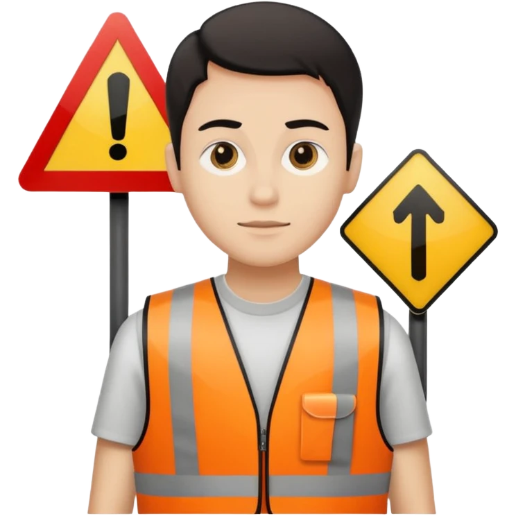 panneau attention avec une personne emoji