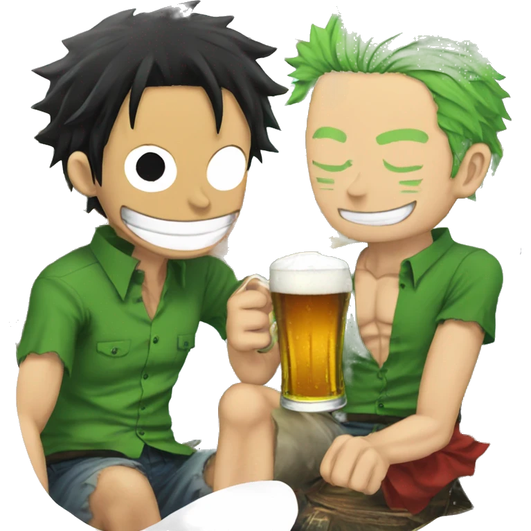 Luffy drink beer with zoro emoji