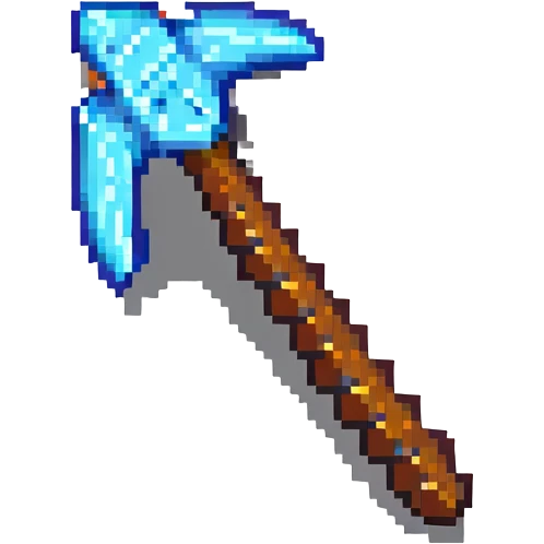 ultra-blocky minimal pixel art Minecraft pickaxe with few large square pixels emoji