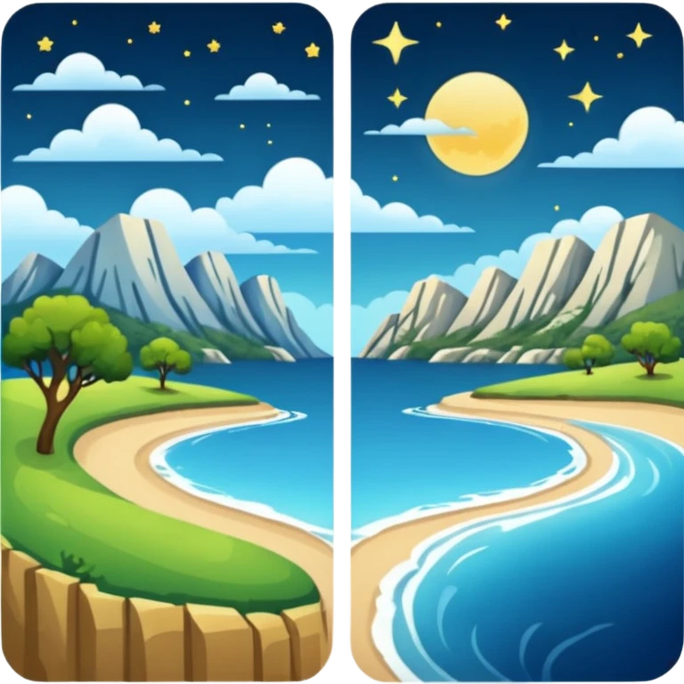 Day & Night in a single picture half night half day emoji