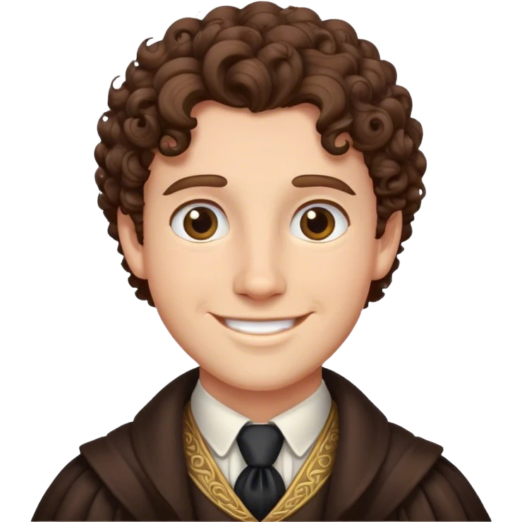 lord with curly short brown hair and friendly smile emoji