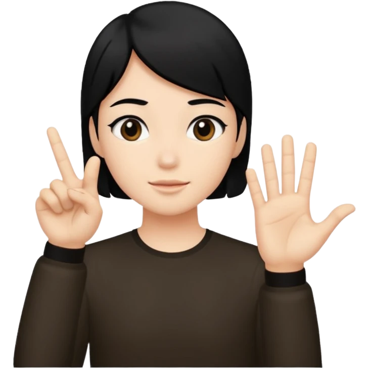 with black hair and making this gesture 👍🏻 emoji