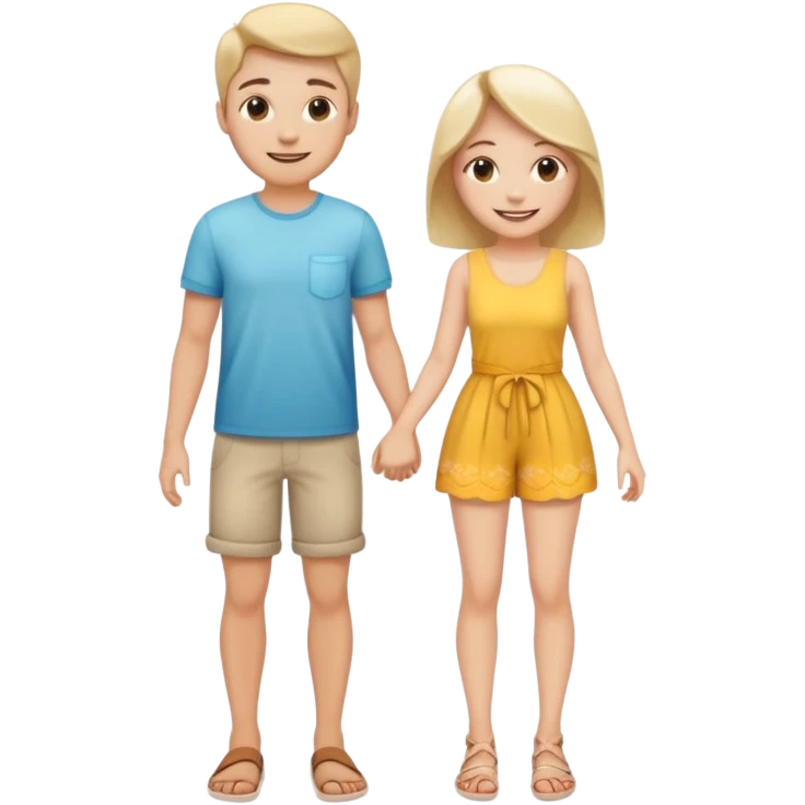 full-length cute couple in summer outfits emoji