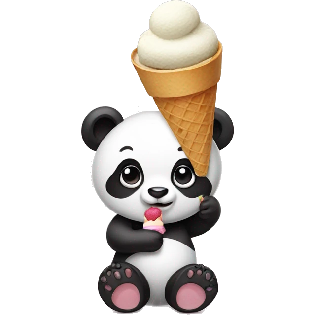 panda with ice cream emoji