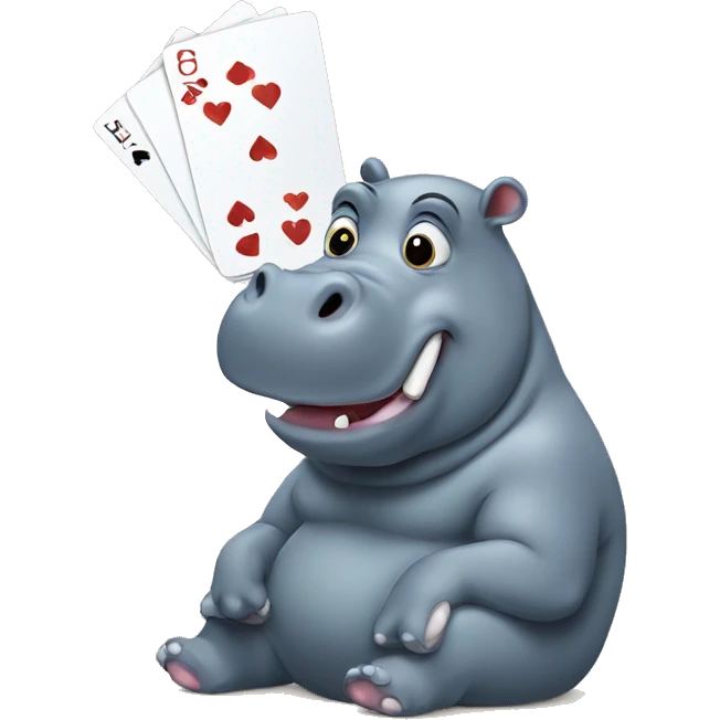 Hippo playing cards emoji