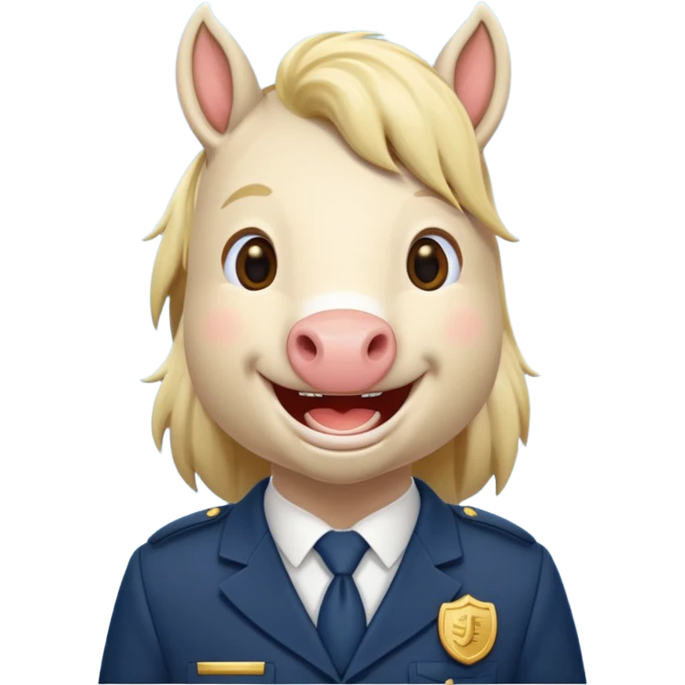 Laughing horse who is a smart bank clerk but laughing emoji