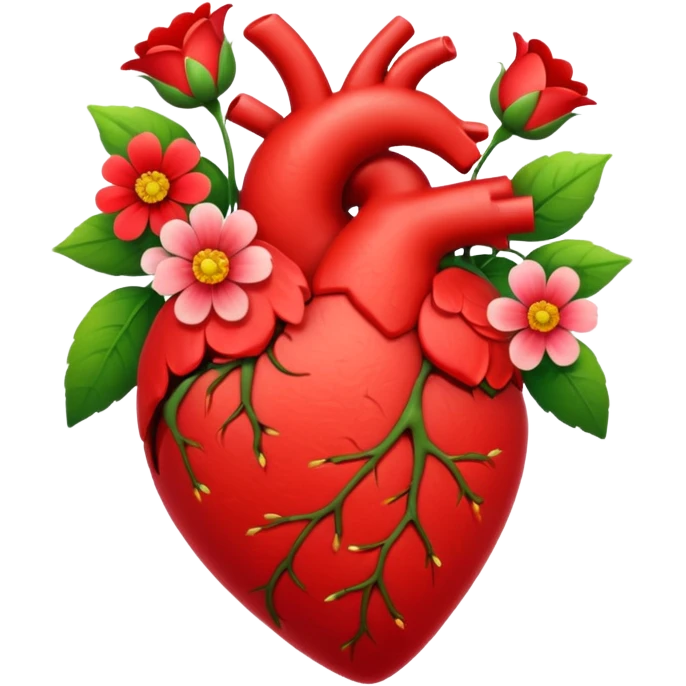 Heart with flowers growing on it a breathing heart emoji