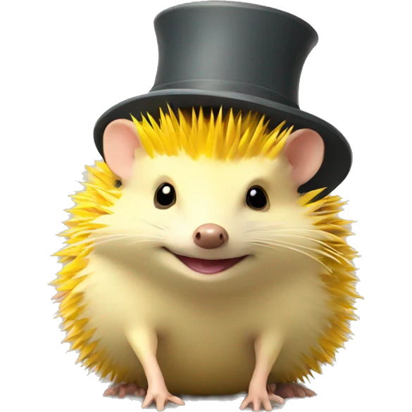 a cheerful yellow hedgehog in a hat emoji