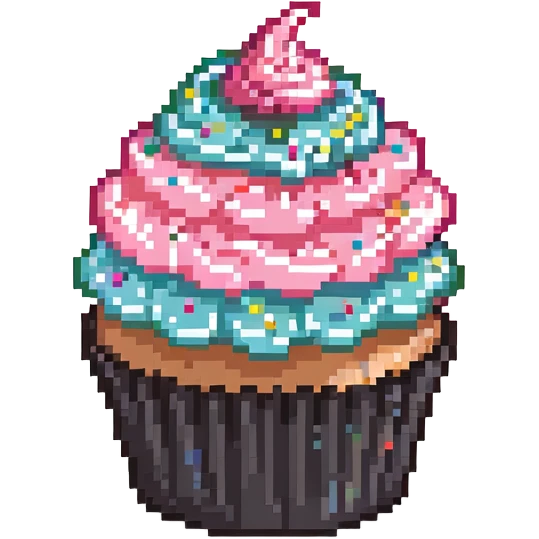 cupcake with pink icing and colorful sprinkles emoji