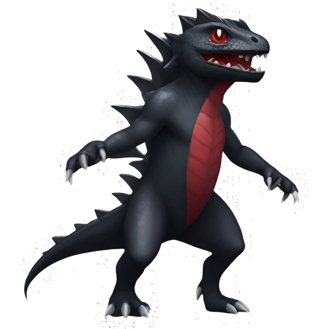 cool edgy black and dark-red Dark-type nargacuga reptile Pokémon full body emoji