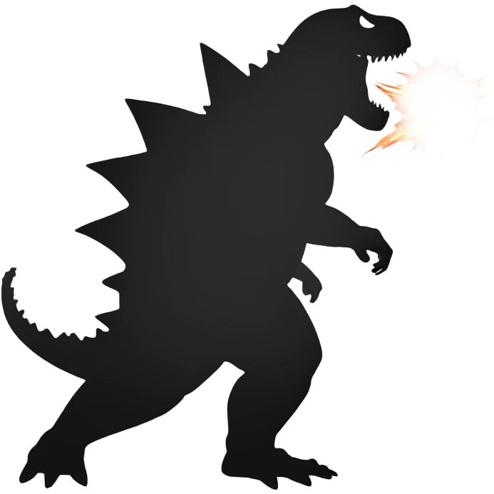 Silhouette of Godzilla shooting his atomic breath  emoji