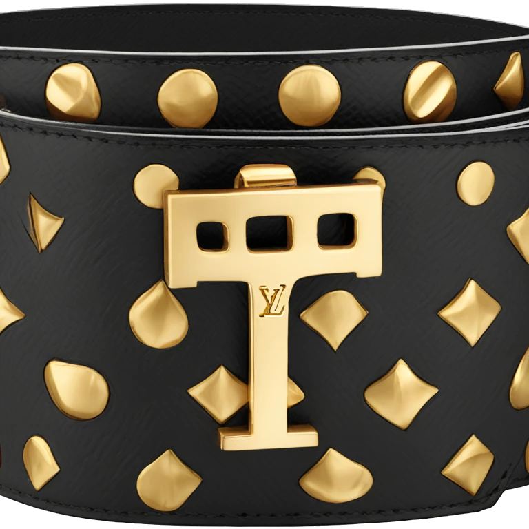 Luxury Black Louis hVuitton belt with Gold buckle emoji