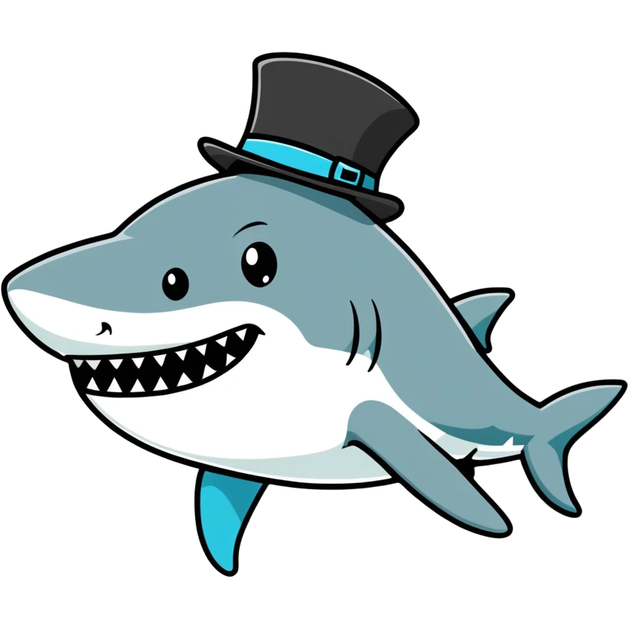 Shark with a top hat emoji