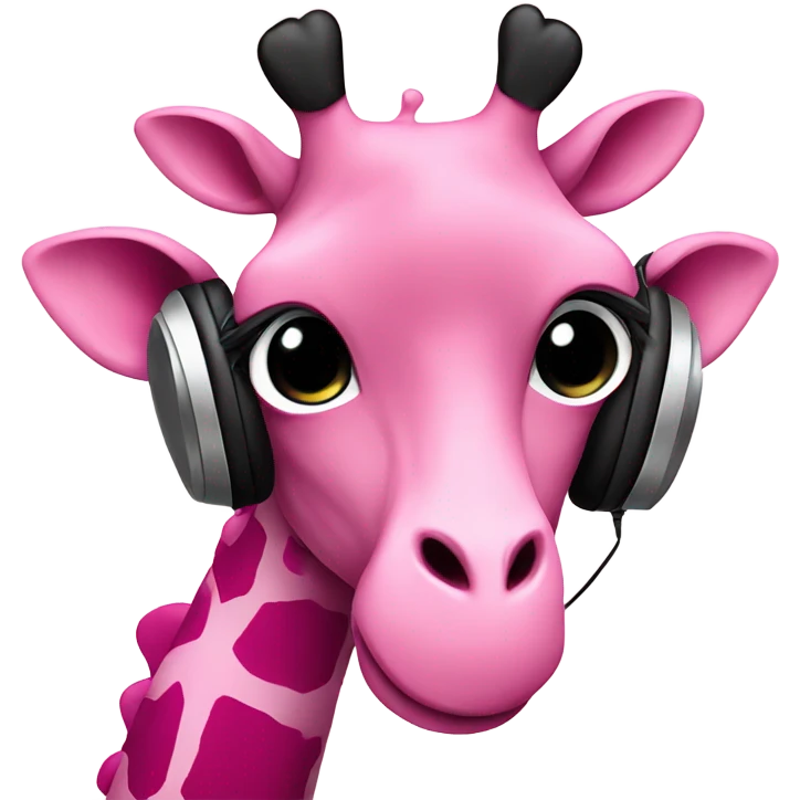 Emo Pink giraffe with hearts listing to music emoji