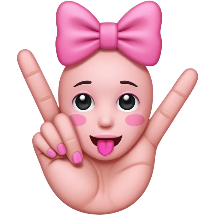 Middle finger emoji with pink bow on it emoji