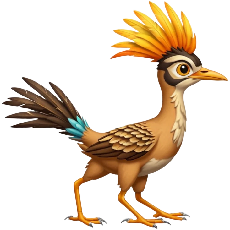 realistic roadrunner bird emoji, running with long skinny tail pointed down and back emoji