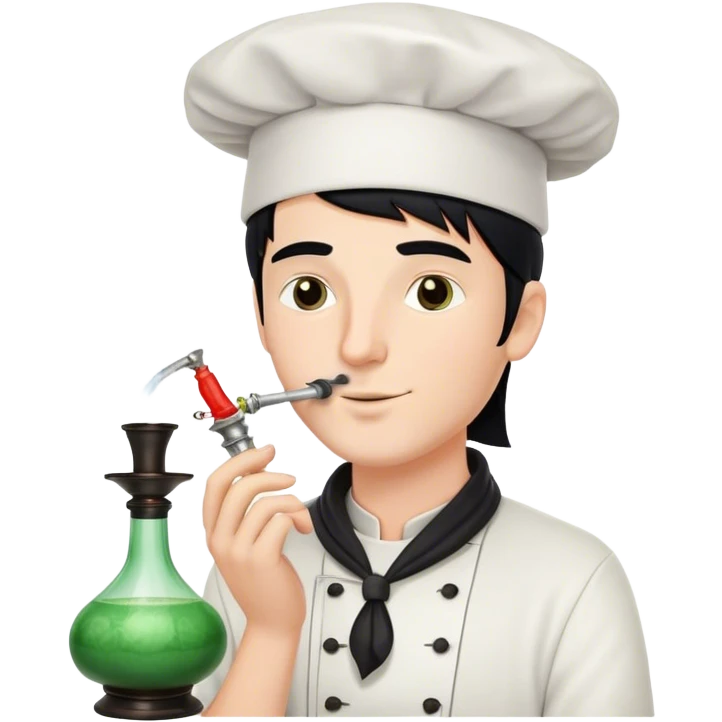 A white guy with black hair and smoking a hookah with a Chef's hat emoji