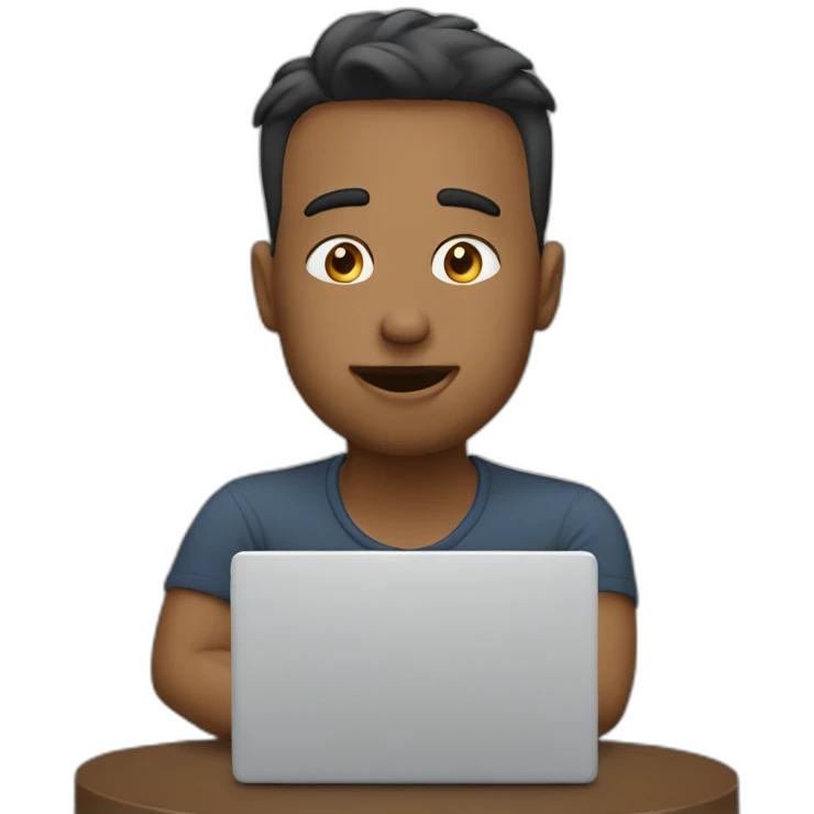 Guy kisses Laptop emoji