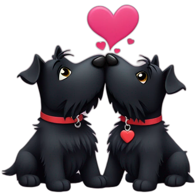 Two black Scottish terrier kissing emoji