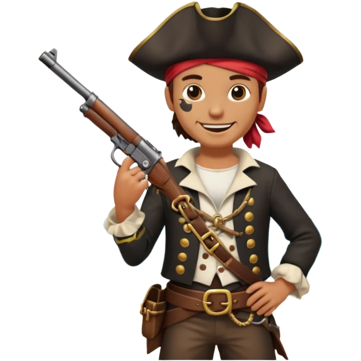 Pirates emoji holding gun and standing on shore  emoji