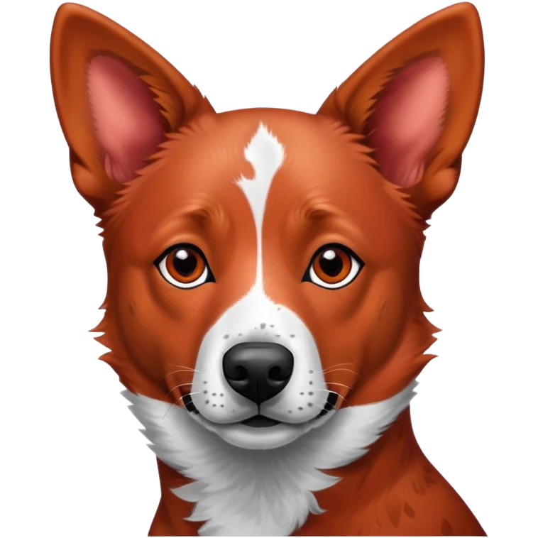 head shot of a red heeler cattle dog with speckled red coat and pointed ears emoji