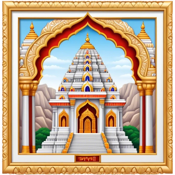 Cinematic Realistic Tirupati Balaji Temple Landmark Emoji, depicted with intricate carvings and spiritual aura rendered with lifelike detail and radiant, divine lighting. emoji