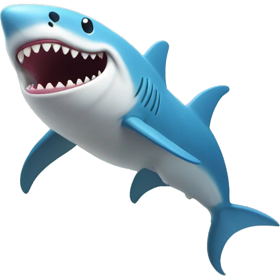 Un tiburón con patas en la playa sonriendo  emoji