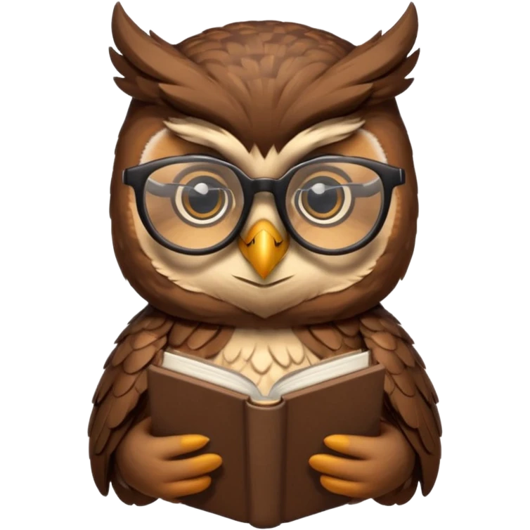 owl wearing glasses holding book emoji