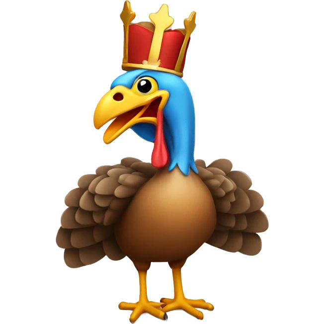 Turkey with its tongue out wearing a crown emoji