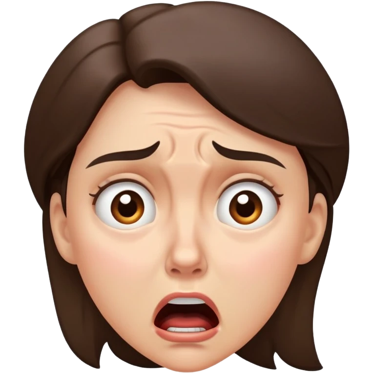 Woman with distraught expression, worried eyes, furrowed brow, mouth open in distress emoji