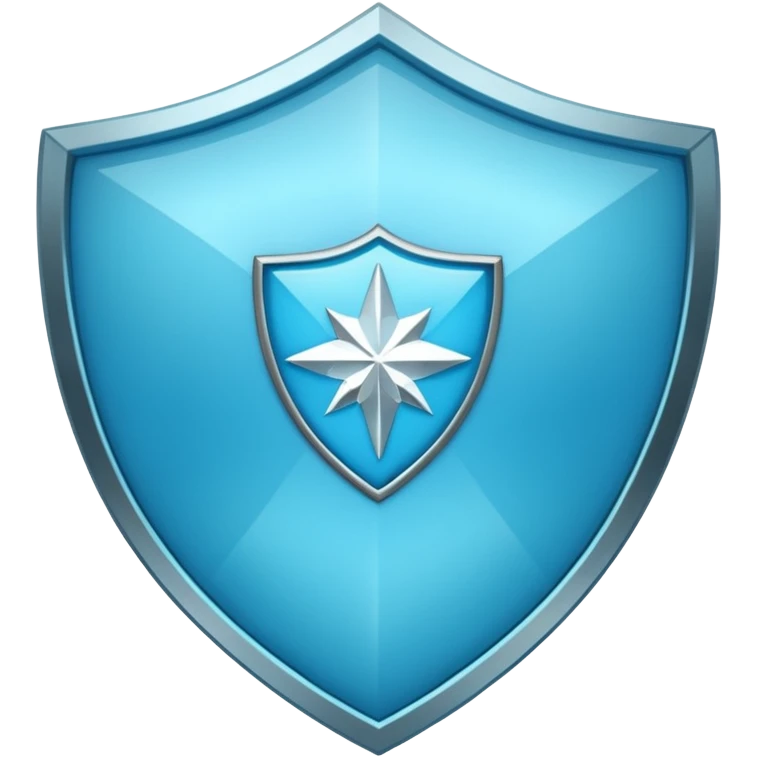 Cyan blue shield with diamond icon emoji