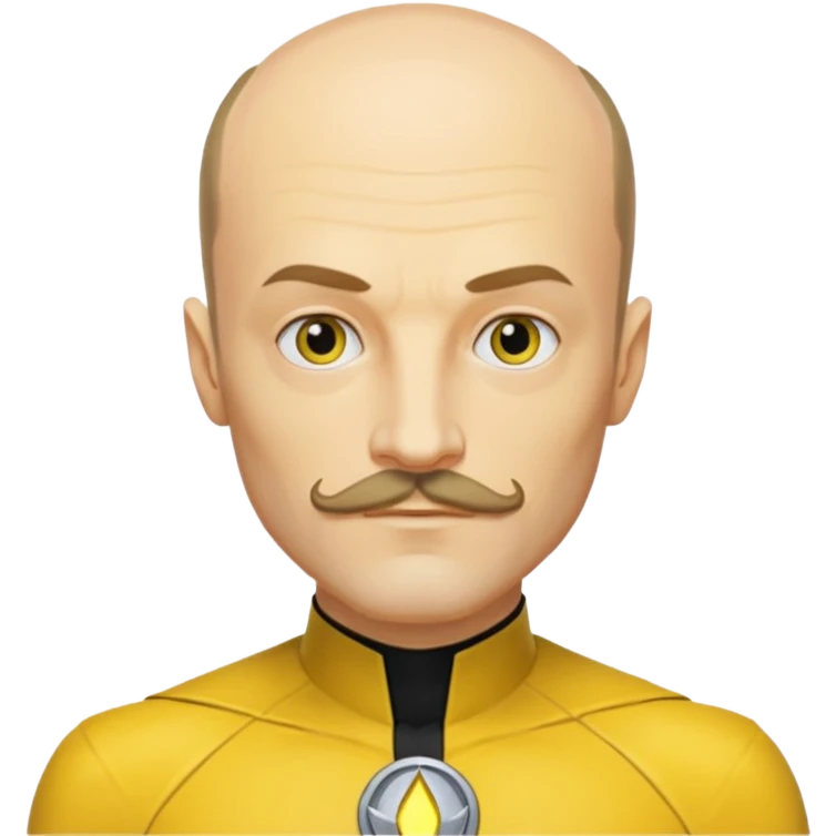 dc sinestro yellow outfit with mustache and balding head emoji