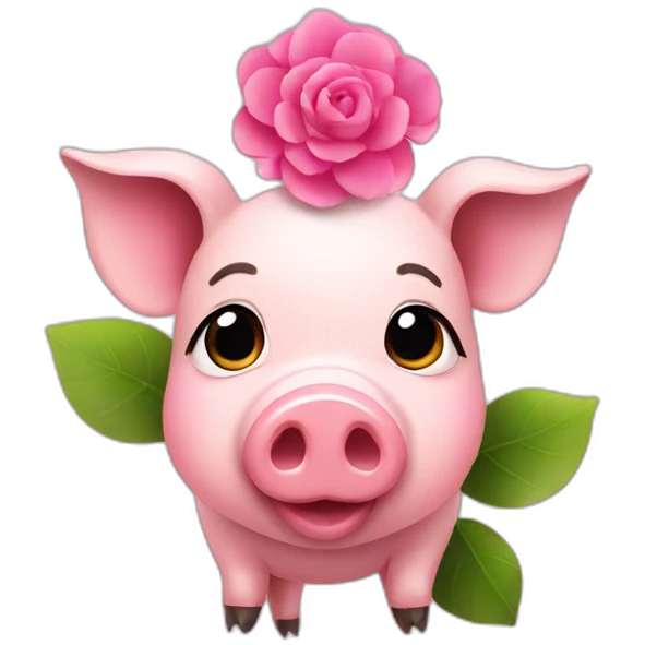 A pig with a pink flower emoji
