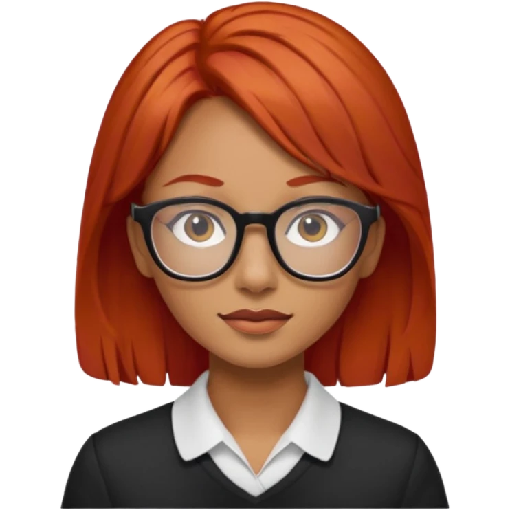 Una mujer con pelo rojo y lentes trigueña emoji