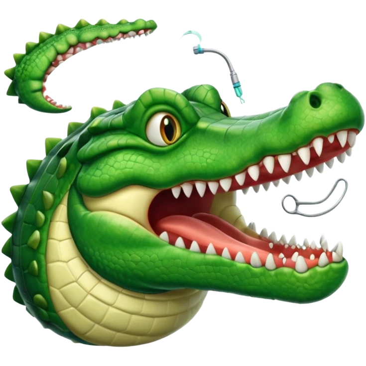 an alligator opening its mouth in a dentist's office emoji