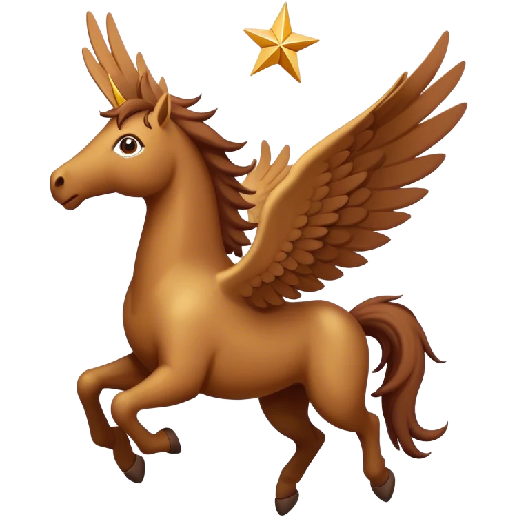 Brown Pegasus flying over a star ￼￼￼ emoji