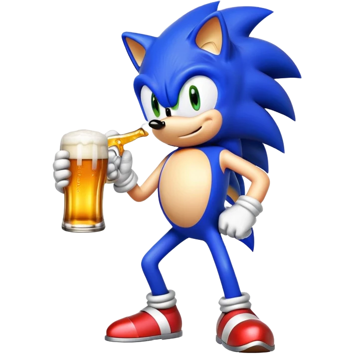 Sonic the hedgehog drinking a beer emoji