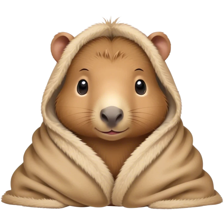 Cute baby capybara cozy in blanket emoji