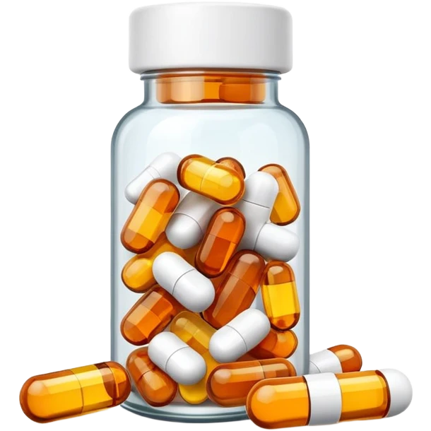 glass bottle with supplement pills emoji