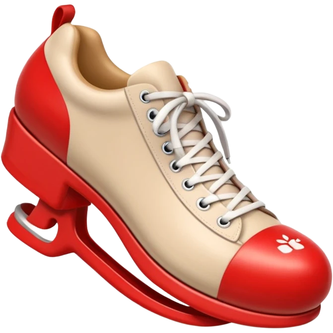 3D Apple-style emoji of a shoe with a foot inside, stepping and showing a clear shoe print below. and leg







 emoji