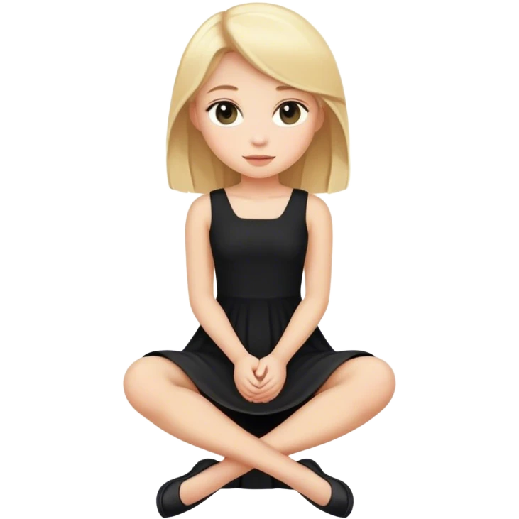 full body blonde girl sitting in black dress emoji