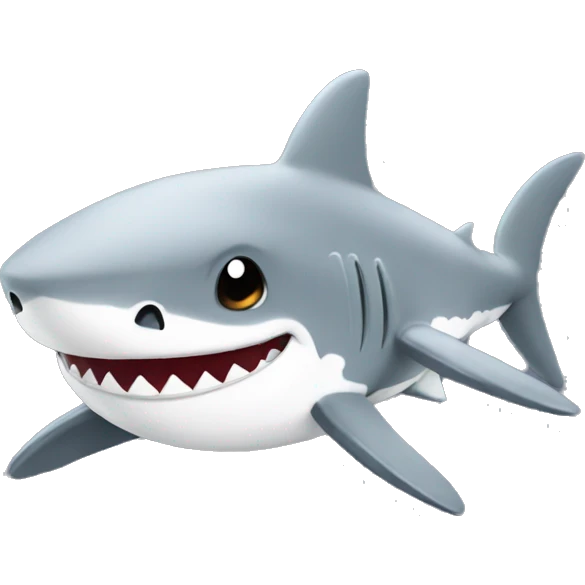 cute small shark, happy, gray color shark emoji