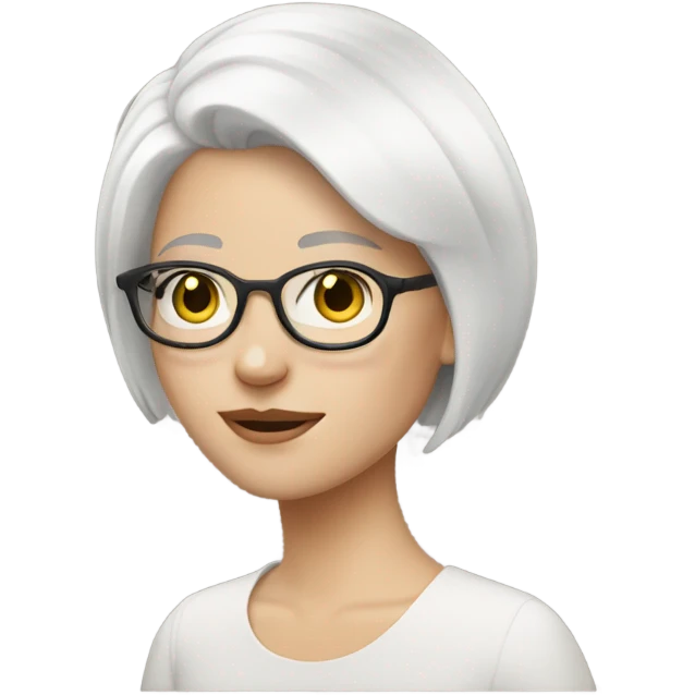 White Girl with a short white hair and glasses  emoji