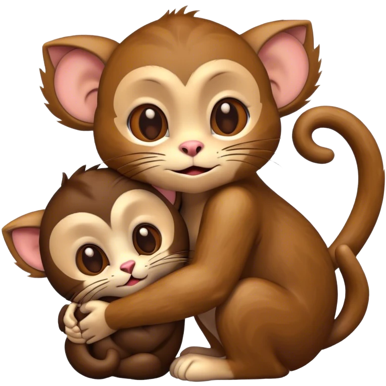 Cat hugging monkey emoji