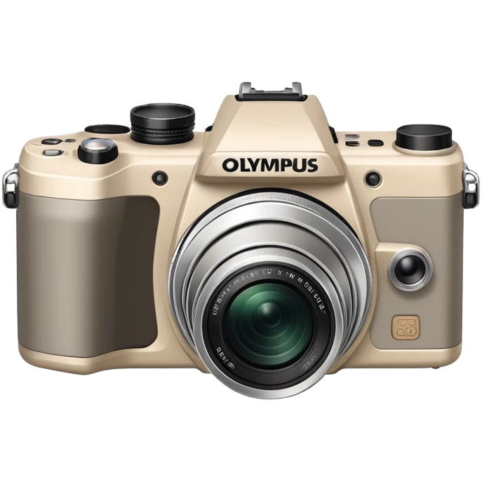Extremely abstract Olympus Superzoom 70G camera, grayish-beige color, just the silhouette outline with no internal details emoji