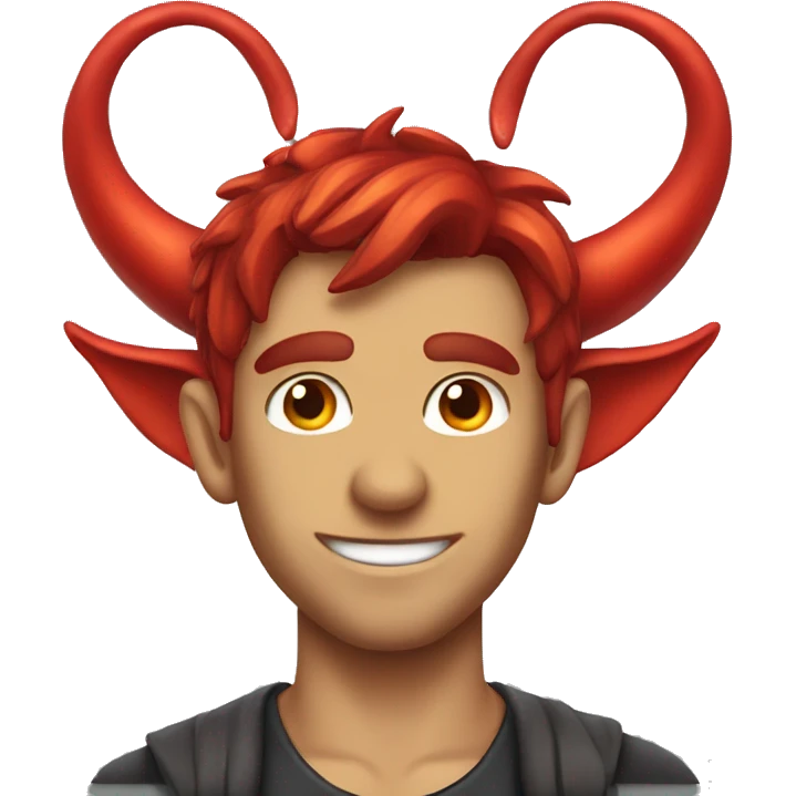 male fairy with devil ears but friendly emoji