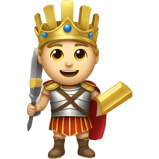  A Roman soldier in armor, raising a golden laurel crown above his head, celebrating a victory or honoring someone. emoji