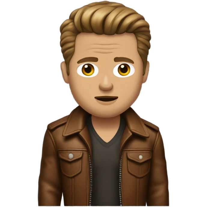 realistic Brad Pitt in a brown leather jacket from fight club emoji
